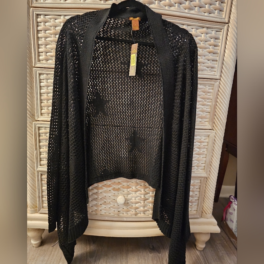 Copper Key Black Star cardigan. Large